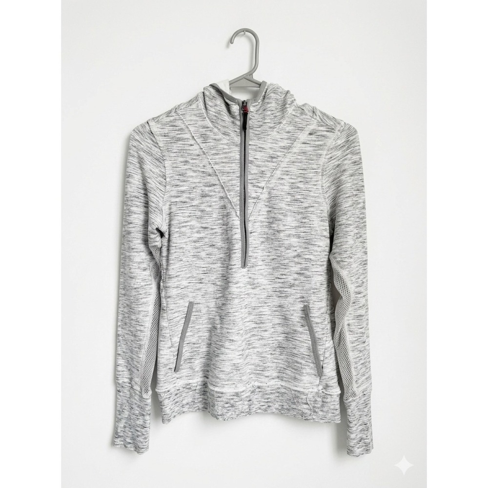 Free People FP Movement Markie Half-Zip Hoodie Heather Grey Medium Mesh Pullover